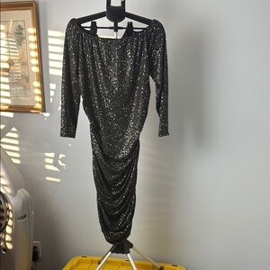 SHEIN Black Sequin Long Sleeve Dress